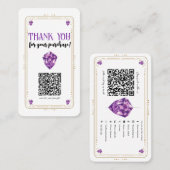 Lila QR-Code für Amethyst Crystal Gold Social Medi Visitenkarte (Vorne/Hinten)
