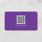 Lila QR-Code für das weiße Logo Minimalistisch Visitenkarte (Rückseite)