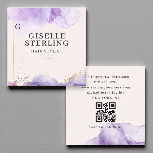 Lila QR-Code für Haarstühle Quadratische Visitenkarte