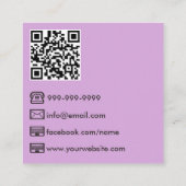 Lila QR-Code für moderne Fotografen Quadratische Visitenkarte (Rückseite)