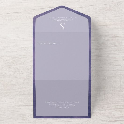 Lila QR-Code für moderne Fotos All In One Einladung (Außenbereich)