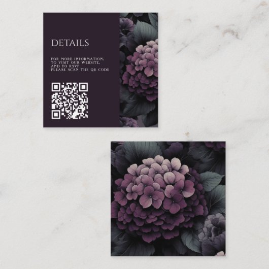 Lila QR-Code für Moody Floral Begleitkarte (Vorne/Hinten)