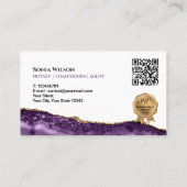 Lila QR-Code für Notar- und Kreditsignierungs-Agen Visitenkarte (Rückseite)