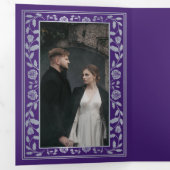 Lila QR-Code für Silberhochzeit im Mittelalter Dreifach Gefaltete Einladung (Innen Erste Seite)