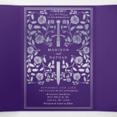 Lila QR-Code für Silberhochzeit im Mittelalter Dreifach Gefaltete Einladung (Innenseite Mitte)