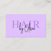 Lila QR-Code-Haarstylist-Typografie Visitenkarte (Vorderseite)