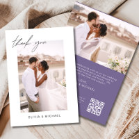 Lila QR-Code Hochzeit Vielen Dank Foto-Karte