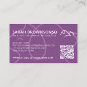 LILA Qr-Code-Logo Hunde Katzen Haustier Visitenkarte (Rückseite)