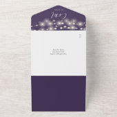 Lila QR Code Mason Jars String Lights Hochzeit All In One Einladung (Außenbereich)