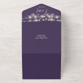 Lila QR Code Mason Jars String Lights Hochzeit All In One Einladung (Außenbereich)