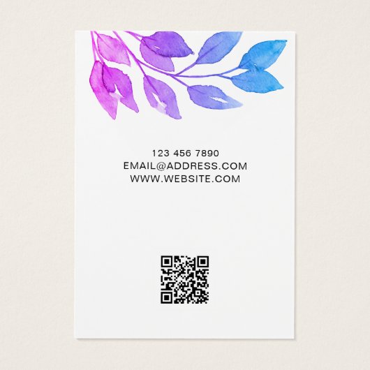 Lila QR-Code-Netzwerkkarte für Wasserfarbe (Rückseite)