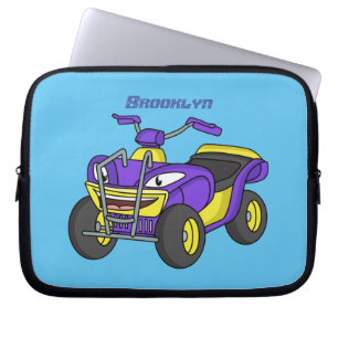 Lila Quad-Fahrrad-Comic-Illustration Laptopschutzhülle