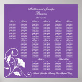 Lila Quadrat-Hochzeitsstichtabelle Poster (Vorne)