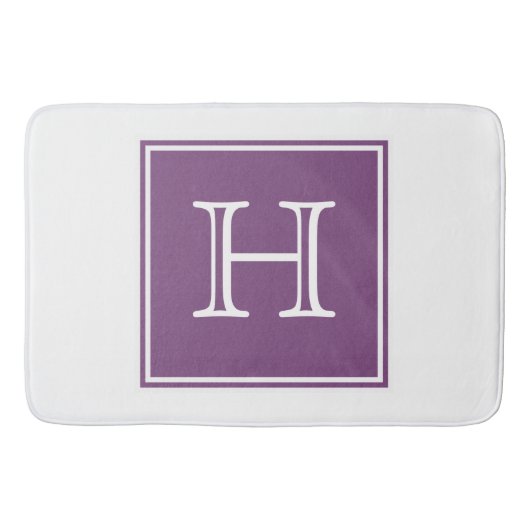 Lila-Quadrat-Monogramm-Bath-Mat Badematte (Vorderseite)