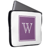 Lila-Quadrat-Monogramm Laptopschutzhülle (Vorne Rechts)