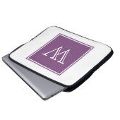 Lila-Quadrat-Monogramm Laptopschutzhülle (Vorne Knopf)