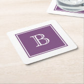 Lila-Quadrat-Monogramm-Papier-Untersetzer Rechteckiger Pappuntersetzer (angewinkelt)