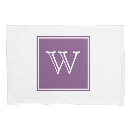 Lila-Quadrat-Monogramm-Pillowcase Kissenbezug (Vorderseite)