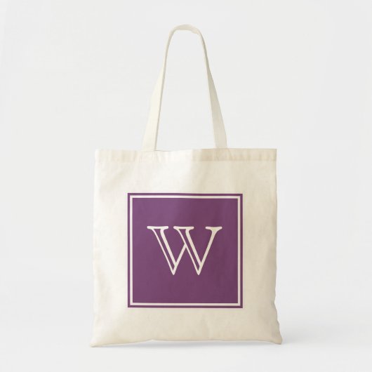 Lila-Quadrat-Monogramm-Totbeutel Tragetasche (Vorne)