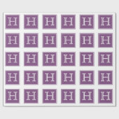 Lila-Quadrat-Monogramm-Wrapper Geschenkpapier (Flach)
