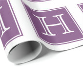 Lila-Quadrat-Monogramm-Wrapper Geschenkpapier (Rolleneckpunkt)