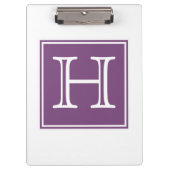 Lila-Quadrat-Monogramm-Zwischenablage Klemmbrett (Vorderseite)