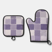 Lila Quadrate Ofenhandschuh & Topflappen-Set (Vorderseite)