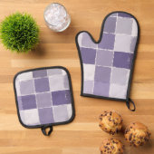 Lila Quadrate Ofenhandschuh & Topflappen-Set (Oben Unten)