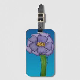 Lila Quadratische Blume mit blauem Hintergrund Gepäckanhänger