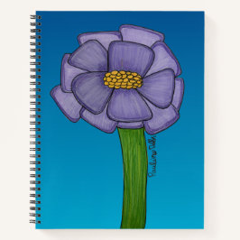 Lila quadratische Blume mit blauem Hintergrund Notizblock