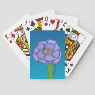 Lila quadratische Blume mit blauem Hintergrund Spielkarten