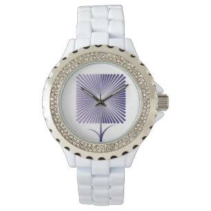 Lila quadratische Blume nb Armbanduhr