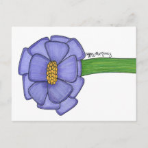 Lila Quadratische Blumenpostkarte