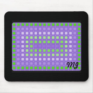 Lila Quadratmuster mit Initialen Mousepad