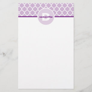 Lila Quartett-Monogramm Briefpapier