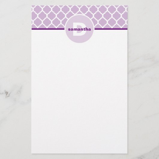 Lila Quartett-Monogramm Briefpapier (Vorderseite)