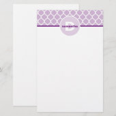 Lila Quartett-Monogramm Briefpapier (Vorne/Hinten)
