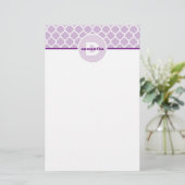 Lila Quartett-Monogramm Briefpapier (Stehend Vorderseite)