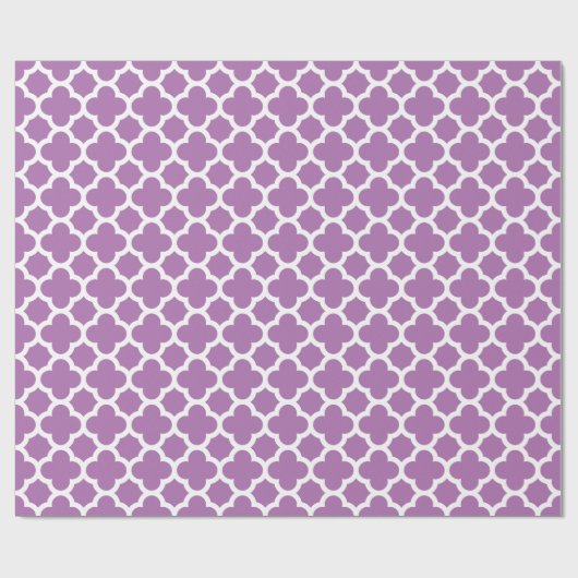 Lila Quatrefoil Gitter-Muster-Verpackungs-Papier Geschenkpapier (Flach)