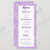 Lila Quatrefoil Menü Menükarte (Vorne/Hinten)