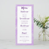 Lila Quatrefoil Menü Menükarte (Stehend Vorderseite)