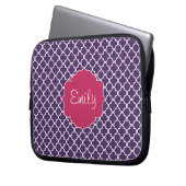 Lila Quatrefoil Muster Laptopschutzhülle (Vorderseite Links)