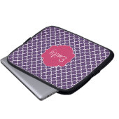 Lila Quatrefoil Muster Laptopschutzhülle (Vorne Knopf)