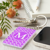 Lila Quatrefolie Mit Monogramm Schlüsselanhänger (Vorderseite rechts)