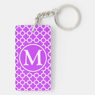 Lila Quatrefolie Mit Monogramm Schlüsselanhänger
