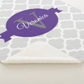 Lila Quatrefolie Personalisiert Sherpa Blanket Sherpadecke (3/4)