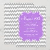 Lila Quatrefolie Zickzack Geburtstagseinladung Einladung (Vorne/Hinten)