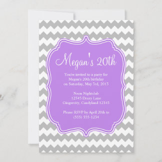 Lila Quatrefolie Zickzack Geburtstagseinladung Einladung