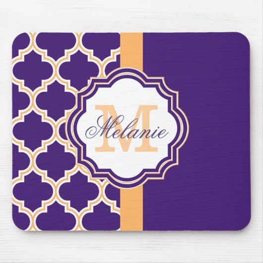 Lila Quatrefolienmonogramm Mousepad (Vorne)