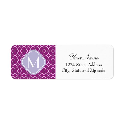 Lila Quatrefolienmuster mit Monogramm (Vorne)
